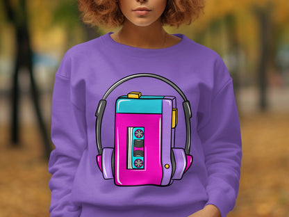 Retro Cassette Player Graphic Purple Sweatshirt Product