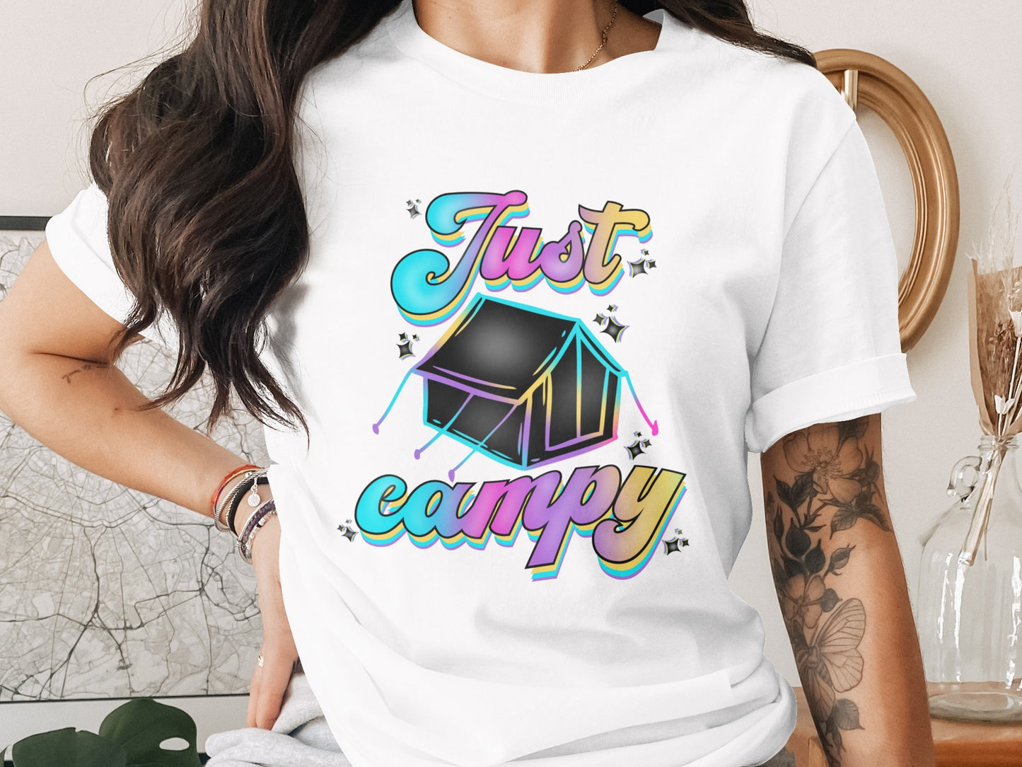 Just Campy Tent Graphic White T-Shirt