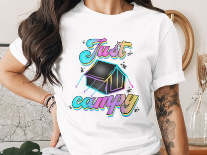 Just Campy Tent Graphic White T-Shirt
