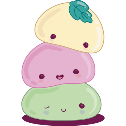 Cute Stacked Colorful Mochi Faces Illustration Poster