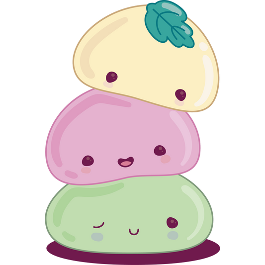 Cute Stacked Colorful Mochi Faces Illustration Poster