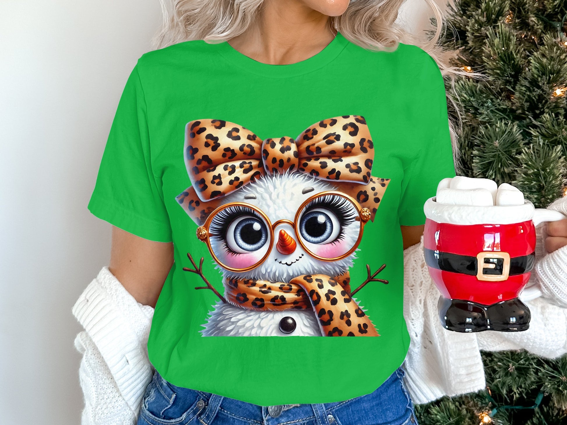 Cute Big Eyed Owl Graphic Christmas Themed Shirt