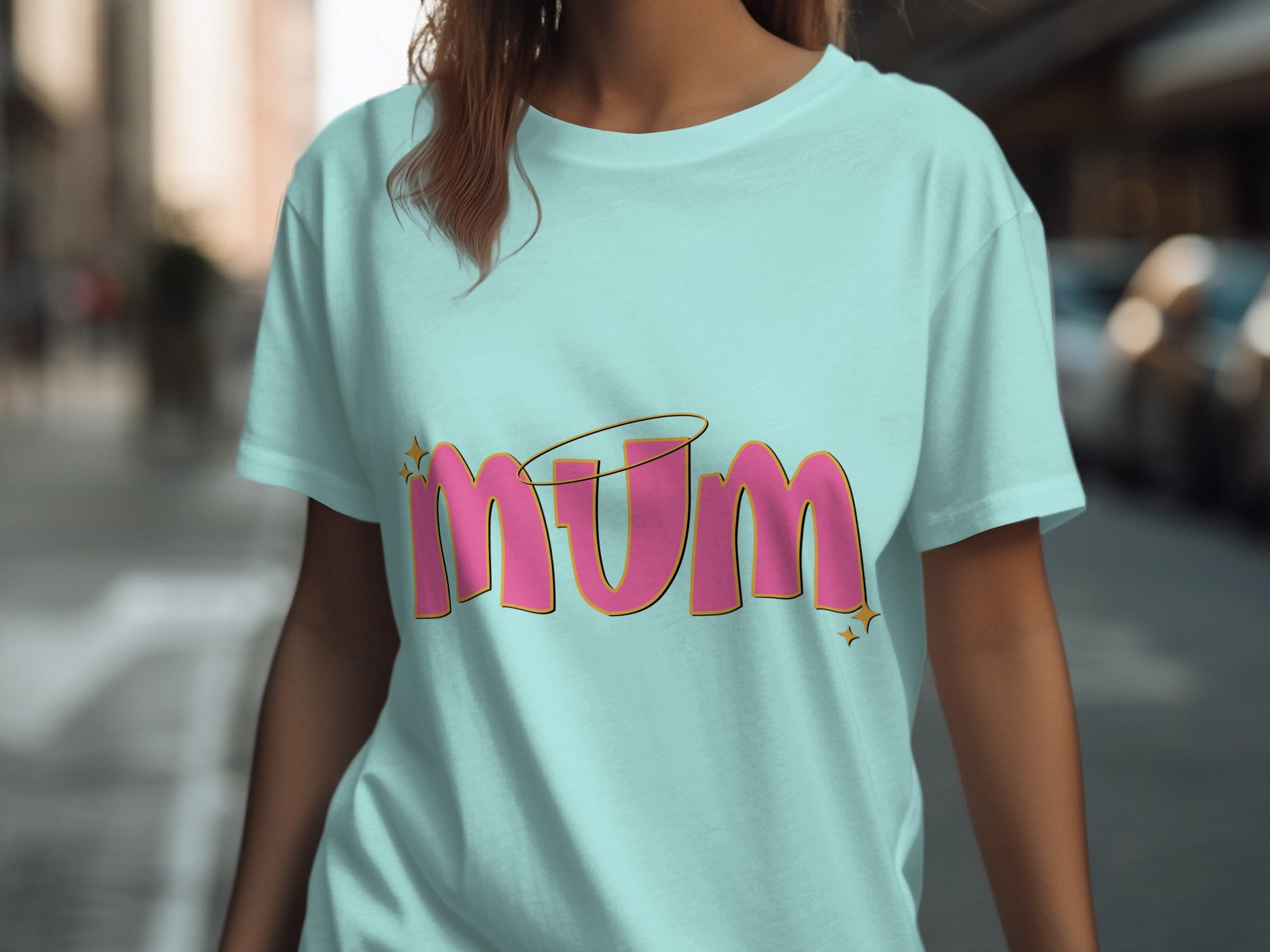 Cute Pink and Yellow Halo Mom Graphic T-shirt