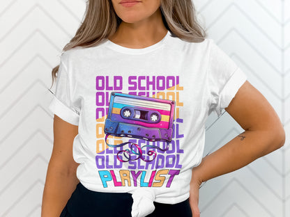 Retro Cassette Tape Old School Playlist T-shirt