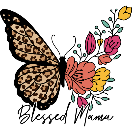 Blessed Mama Butterfly Design Unique Graphic