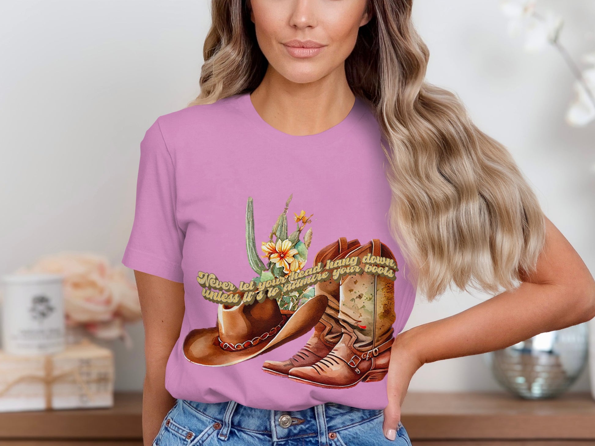 Never Let Your Head Hang Down Cowgirl Boots Shirt