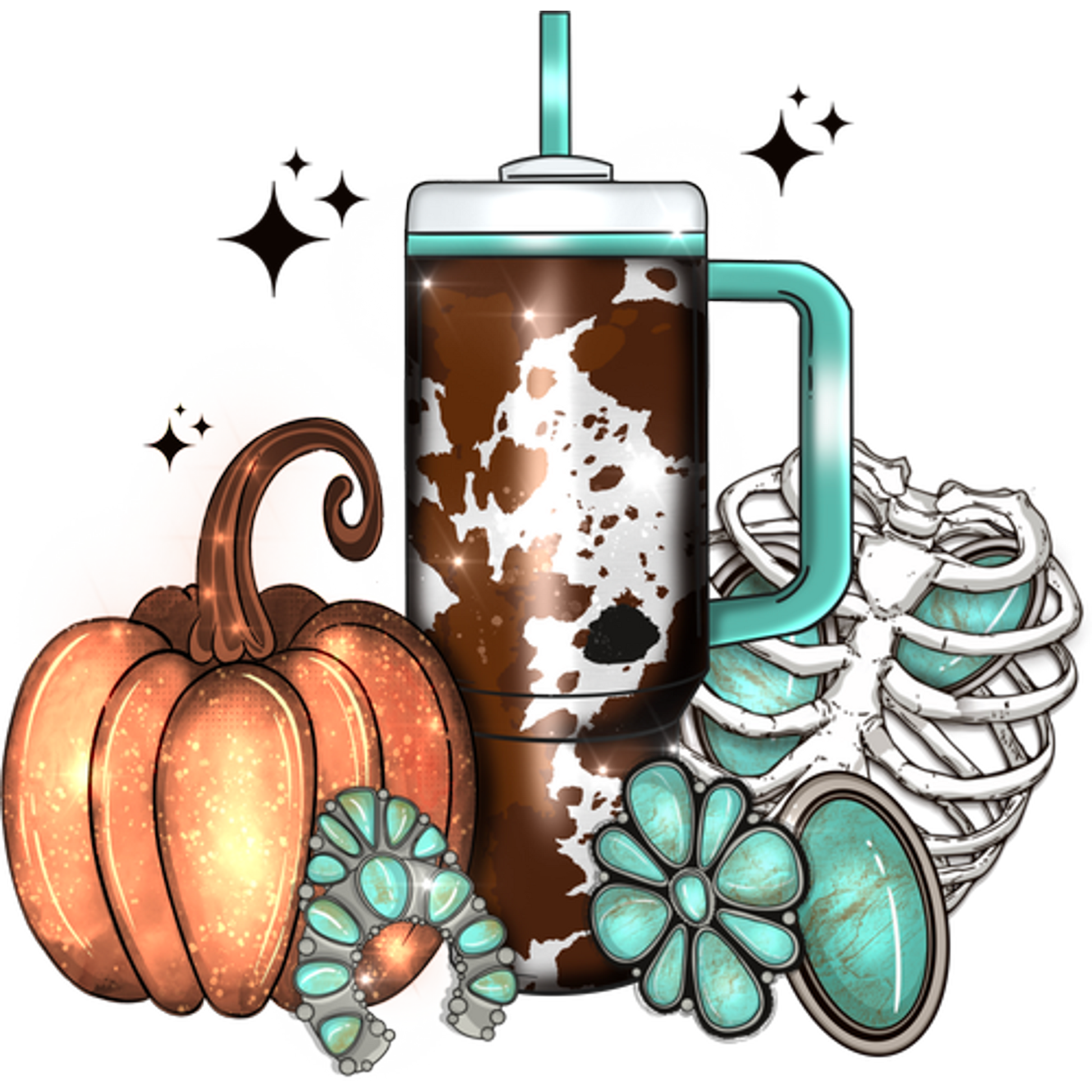 Festive Halloween Decorated Tumbler with Handle