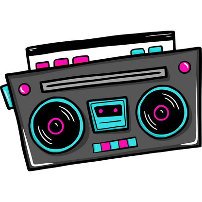 Retro Boombox Illustration with Vibrant Colors