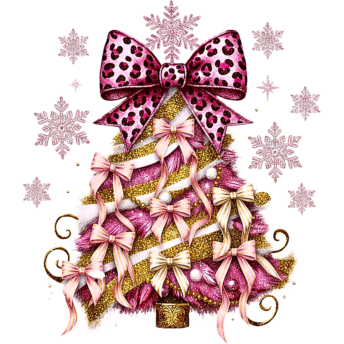 Pink Leopard Print Bow Christmas Tree Decor Product
