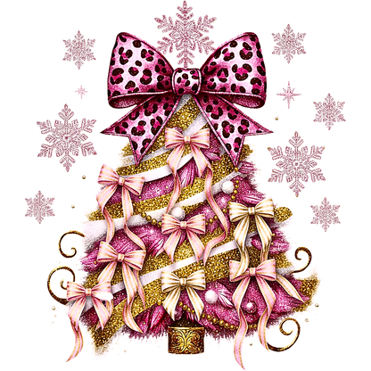 Pink Leopard Print Bow Christmas Tree Decor Product