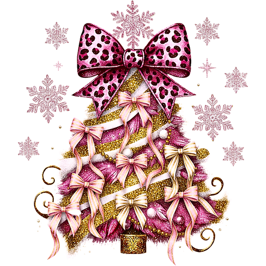 Pink Leopard Print Bow Christmas Tree Decor Product