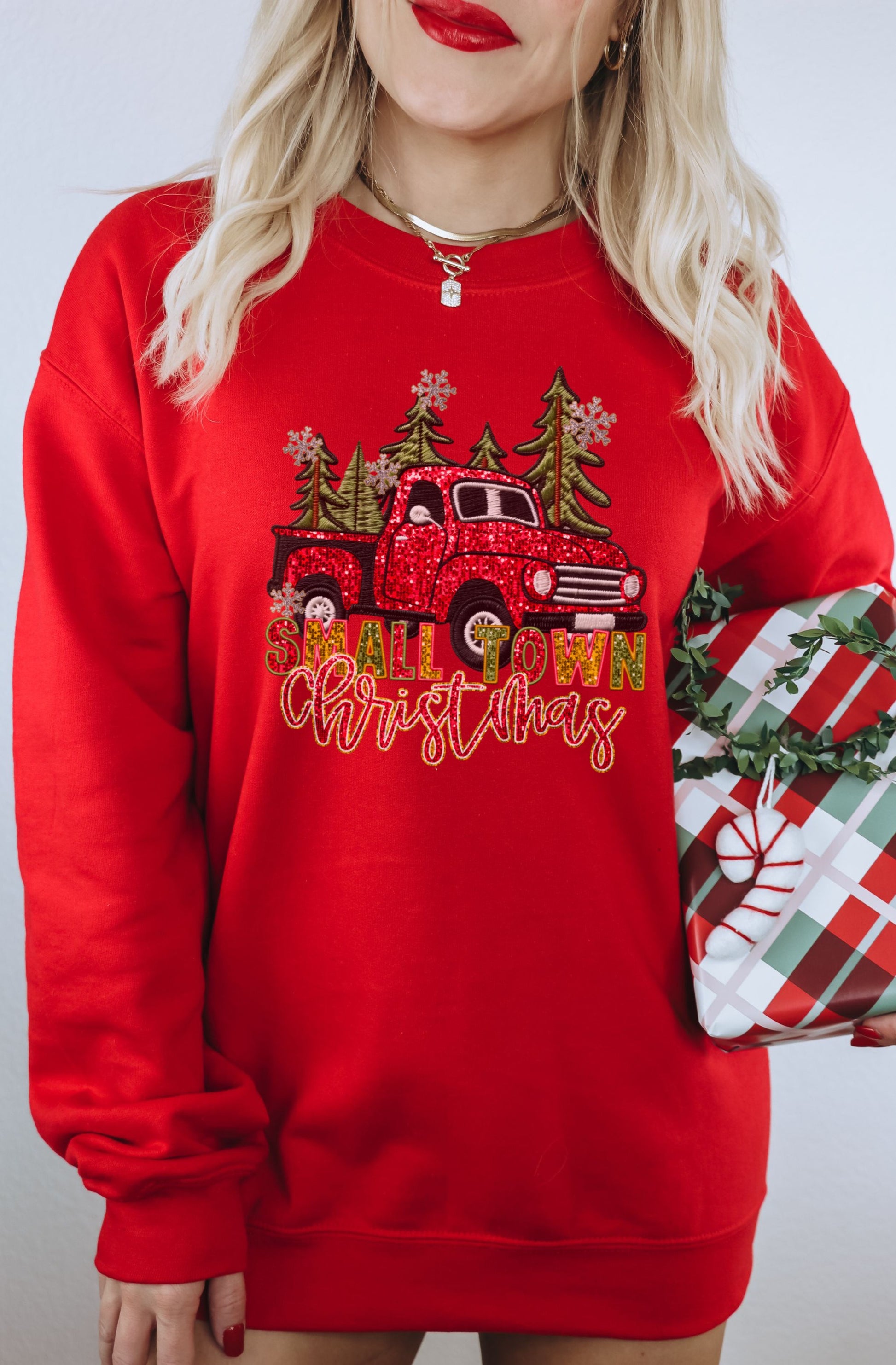 Festive Small Town Christmas Sweatshirt for Holiday Cheer