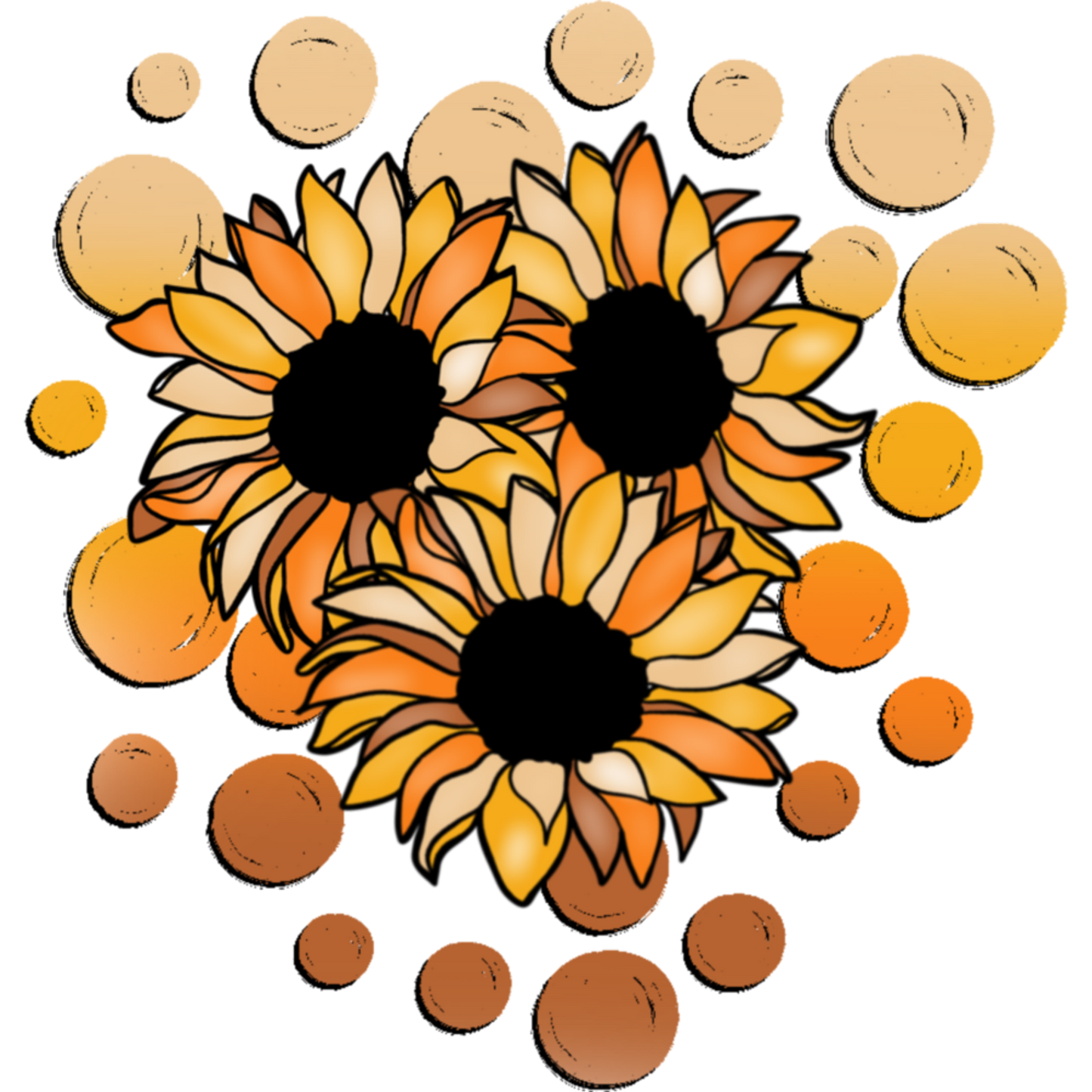 Sunflower Illustration with Circles Background Design