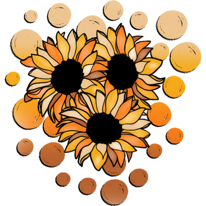 Sunflower Illustration with Circles Background Design