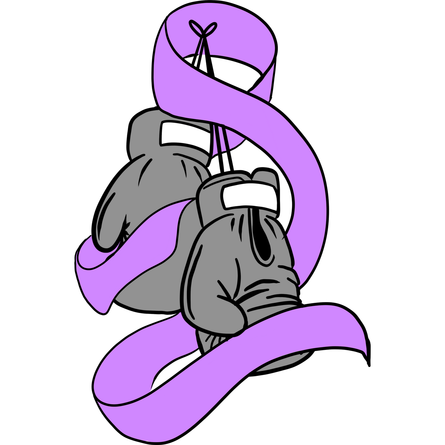 Purple Ribbon Boxing Gloves Illustration Wall Art