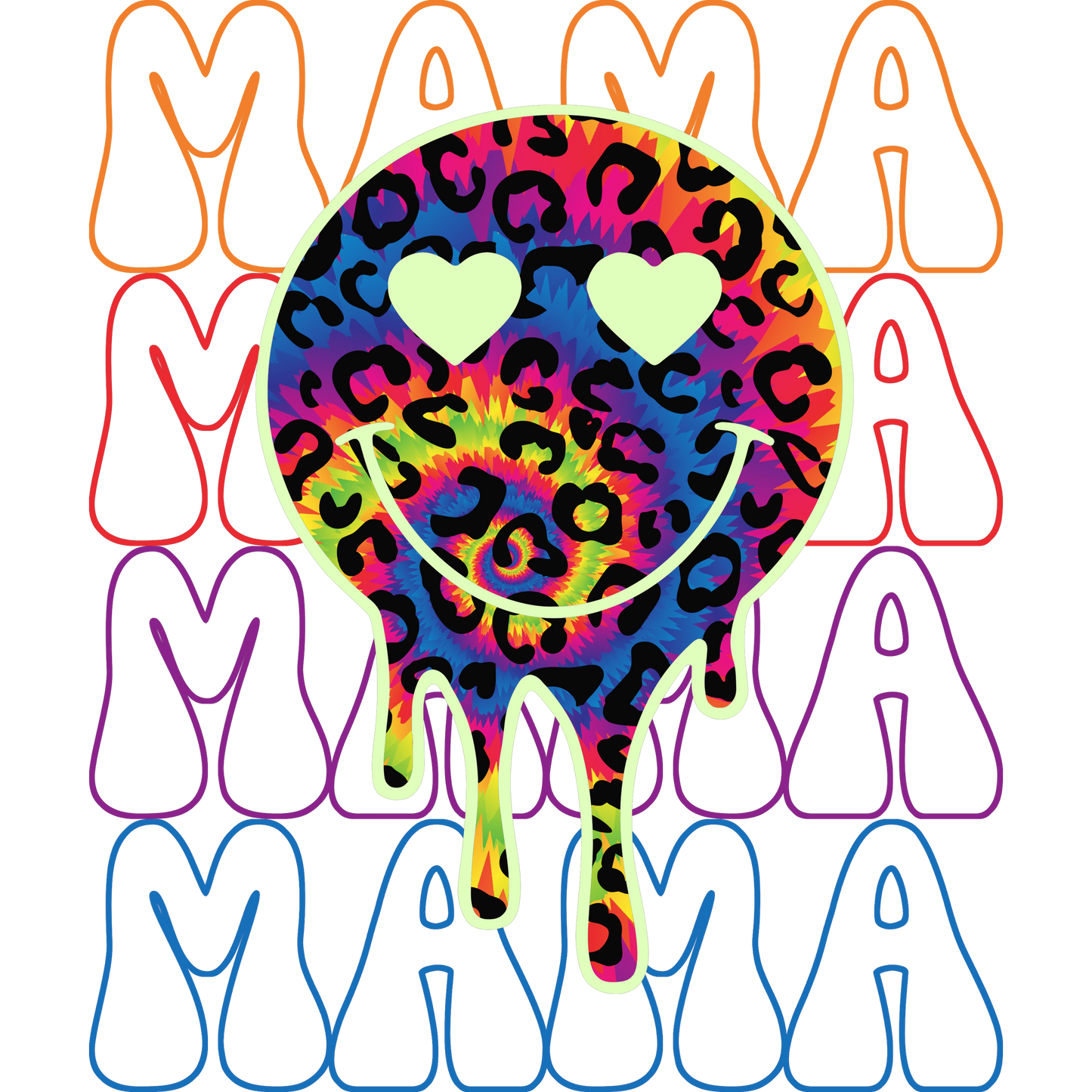 Colorful Mama Smiley Face Design for Apparel