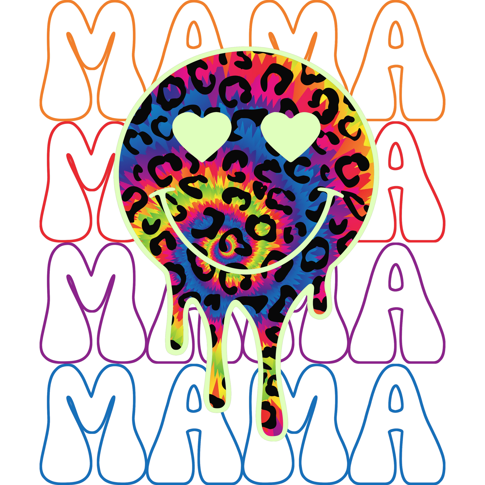 Colorful Mama Smiley Face Design for Apparel