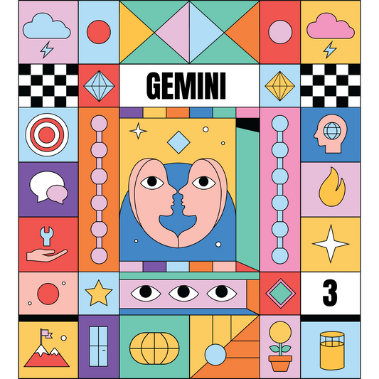 Colorful Gemini Themed Astrological Art Decor