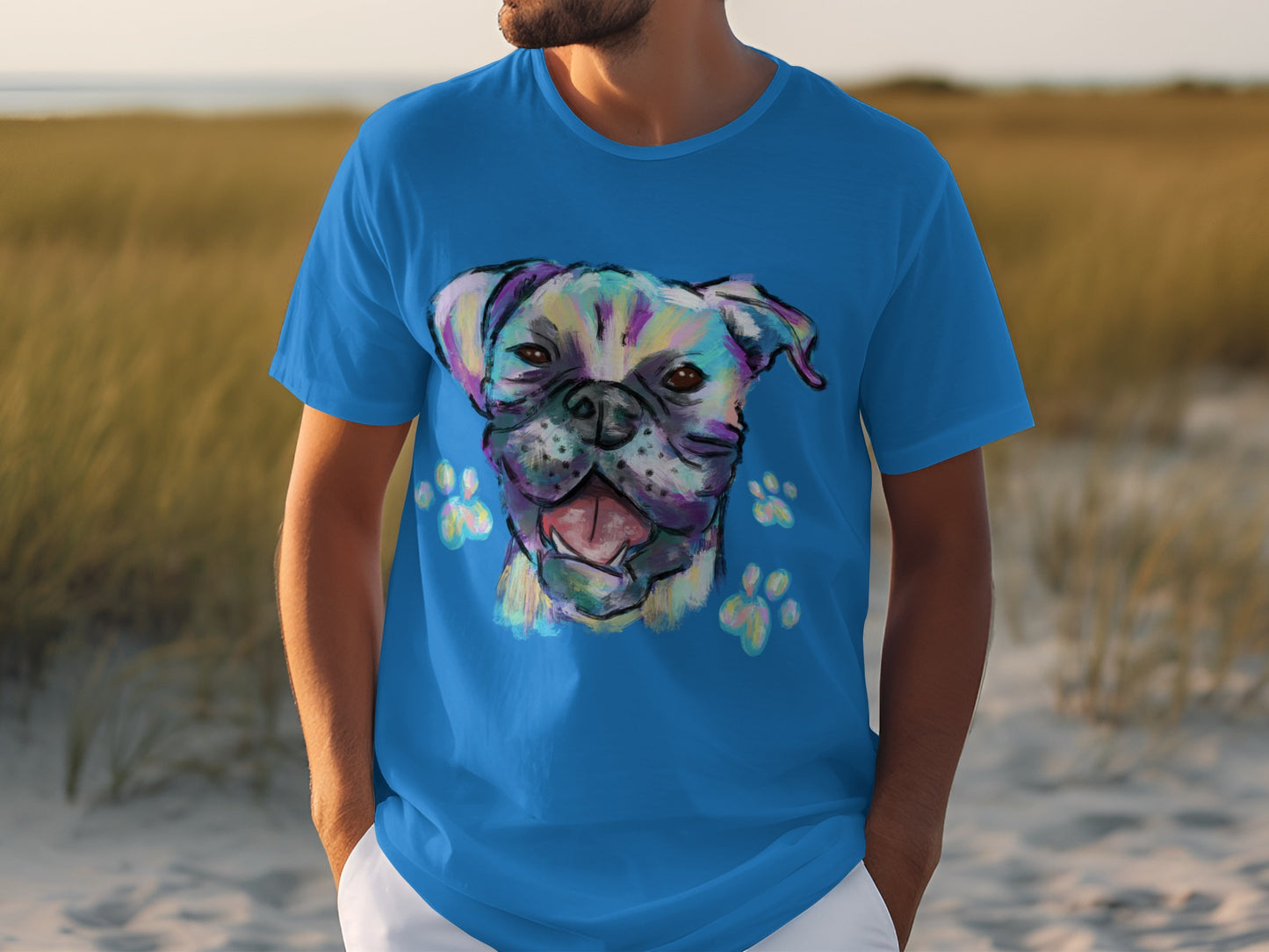 Colorful Dog Illustration Graphic T-shirt