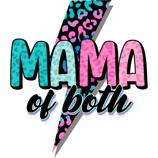 MAMA of both Leopard Print Lightning Bolt Design