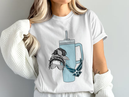 Trendy T-shirt with Unique Cup and Hat Graphic Design