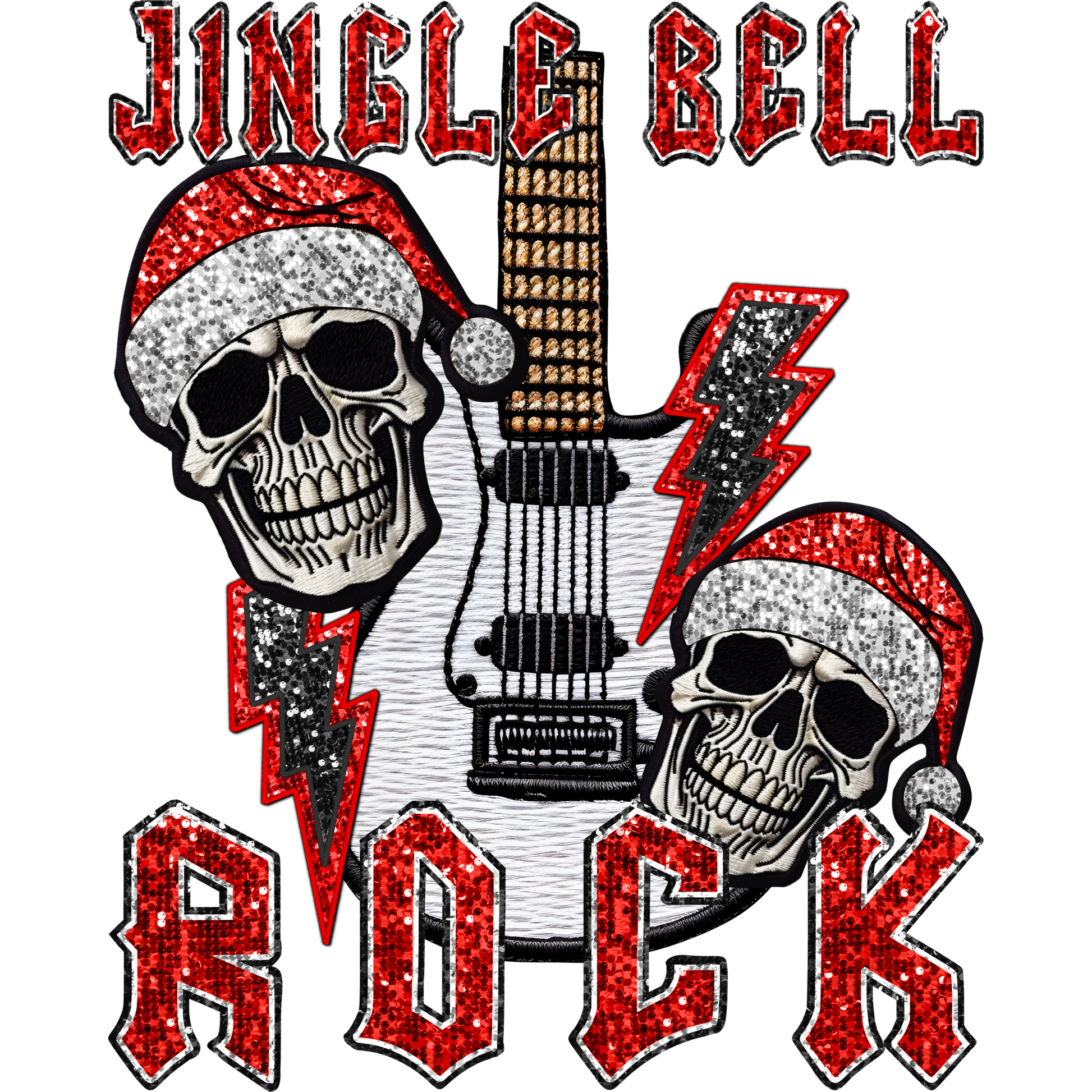 Jingle Bell Rock Skull Guitar Festive Seasonal Shirt