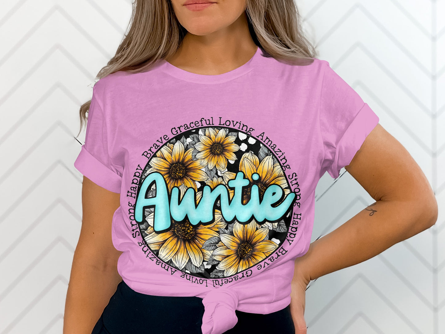 Auntie Brave Graceful Loving Amazing Sunflower Shirt