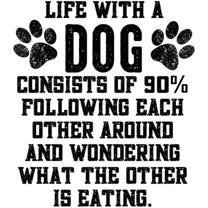 Life With a Dog Consists of Following and Wondering Sign