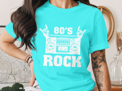 Retro 80's Rock Music Boombox Graphic T-Shirt
