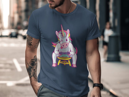 Funny Gaming Unicorn Graphic T-Shirt for Men