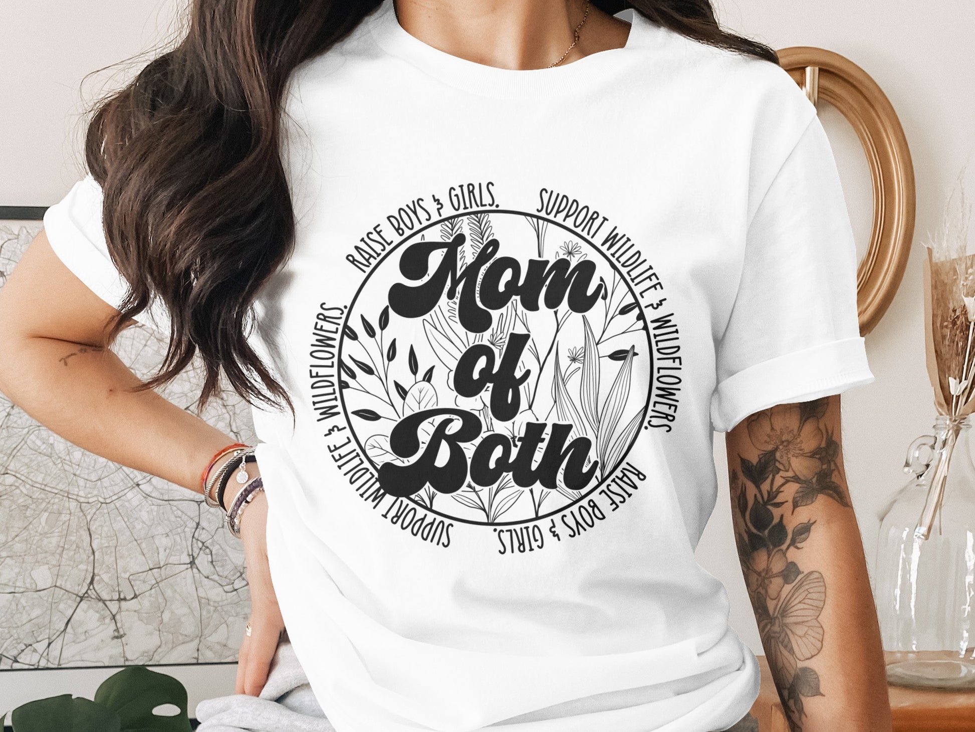 Mom of Both Graphic Tee with Nature-Themed Design