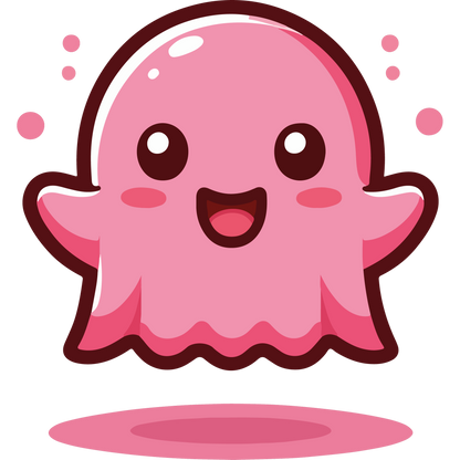 Adorable Happy Pink Ghost Character Halloween Decor