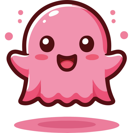 Adorable Happy Pink Ghost Character Halloween Decor