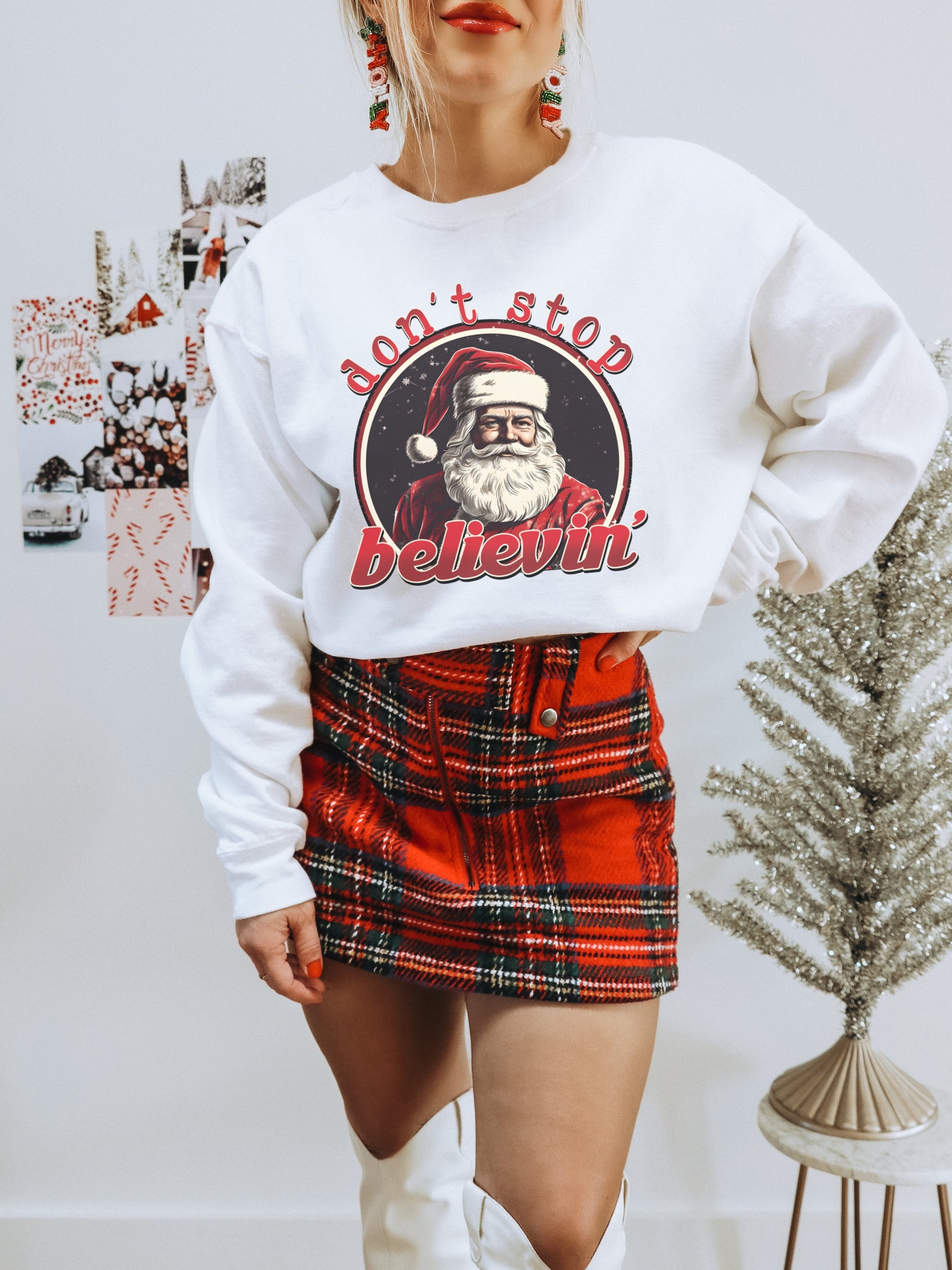 Don't Stop Believin' Santa Graphic Sweatshirt