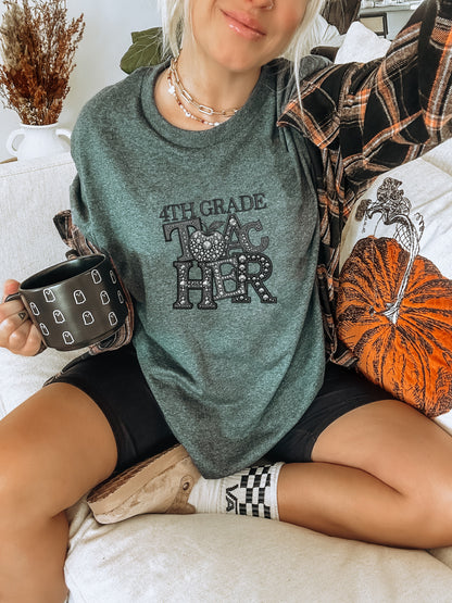 4th Grade Teacher Graphic Tee Relaxed Fit Shirt