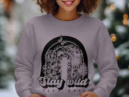 Stay Wild Live Free Floral Design Sweatshirt Product