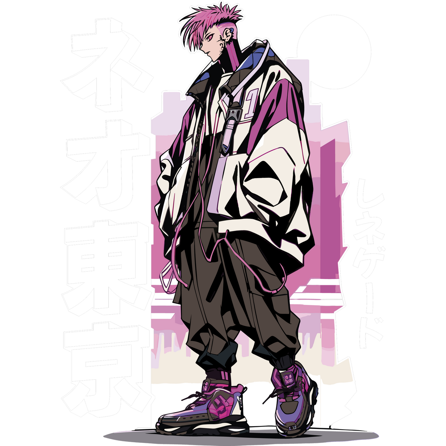 Stylish Cyberpunk Anime Character Streetwear Art