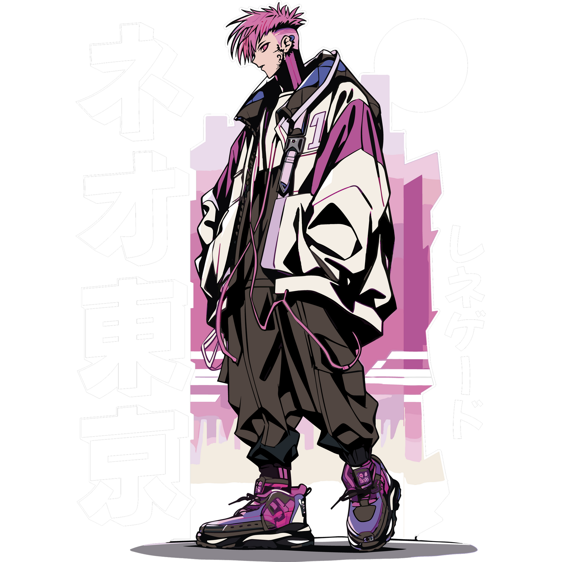 Stylish Cyberpunk Anime Character Streetwear Art