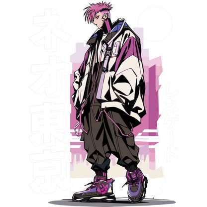 Stylish Cyberpunk Anime Character Streetwear Art