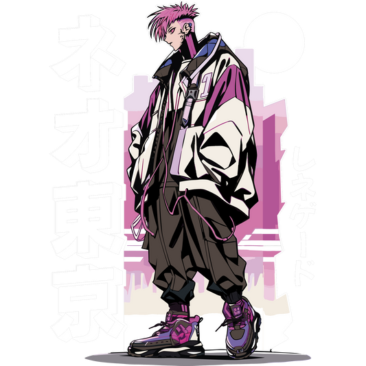 Stylish Cyberpunk Anime Character Streetwear Art