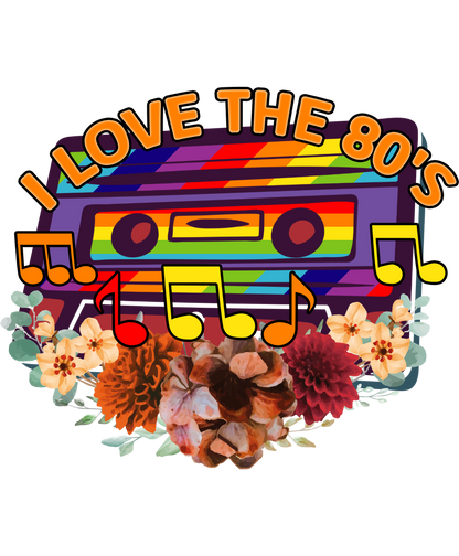 I Love the 80's Retro Cassette Tape with Floral Design
