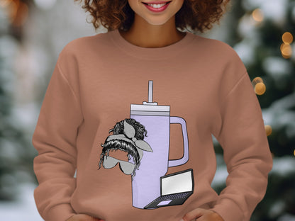 Cozy Sweatshirt with Cute Accessories Design on Front