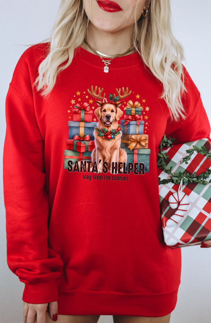 Santa's Helper Christmas Dog Themed Sweatshirt