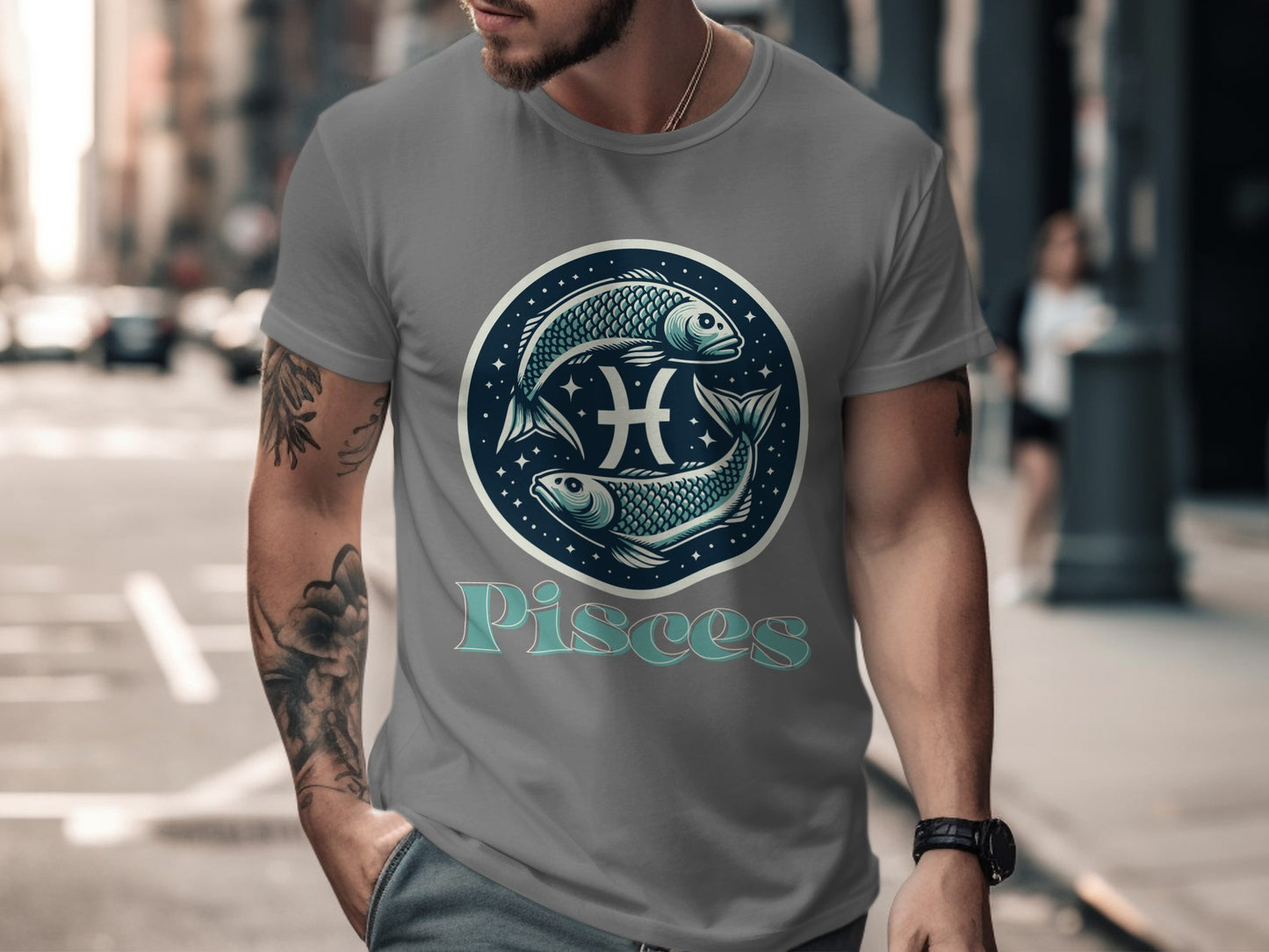 Pisces Zodiac Sign Graphic Short Sleeve T-Shirt