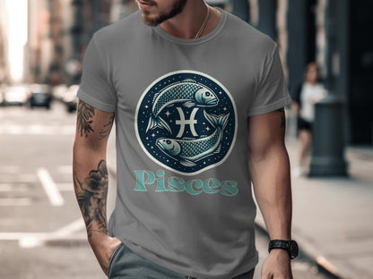 Pisces Zodiac Sign Graphic Short Sleeve T-Shirt