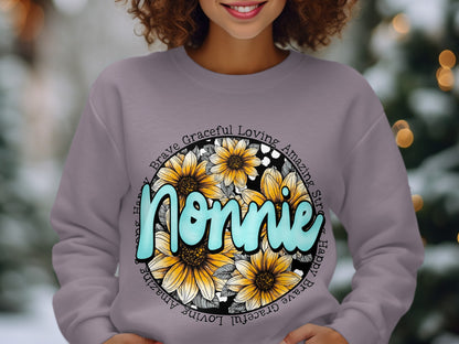 Beautiful Nonnie Floral Themed Graphic Sweatshirt