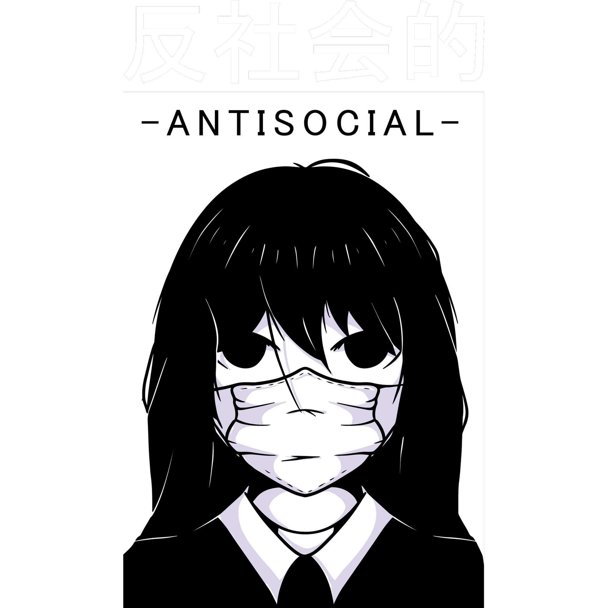 Antisocial Graphic with Mask Anime Style Illustration