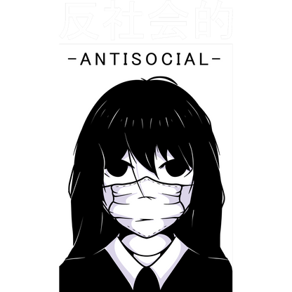 Antisocial Graphic with Mask Anime Style Illustration