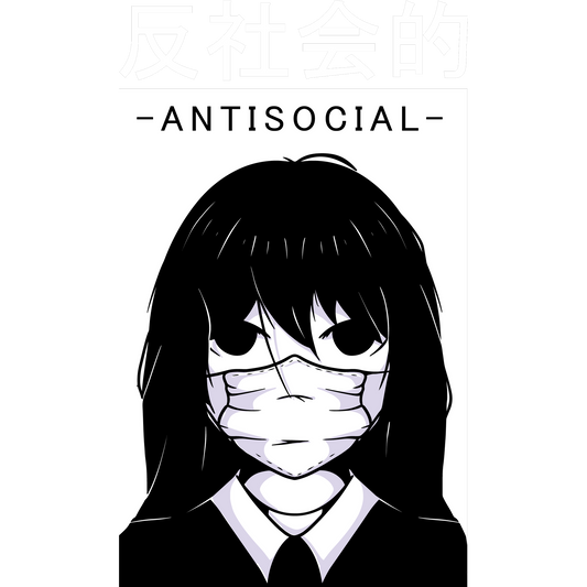 Antisocial Graphic with Mask Anime Style Illustration