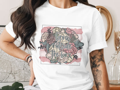 Grow Outside The Box Floral Typography Shirt